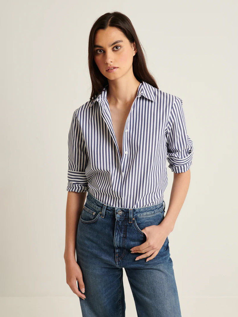 Stretch Striped Shirt - Navy