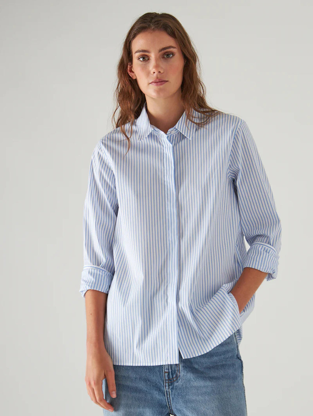 Cotton Stripe Shirt - Pool-Patrick Assaraf-Over the Rainbow