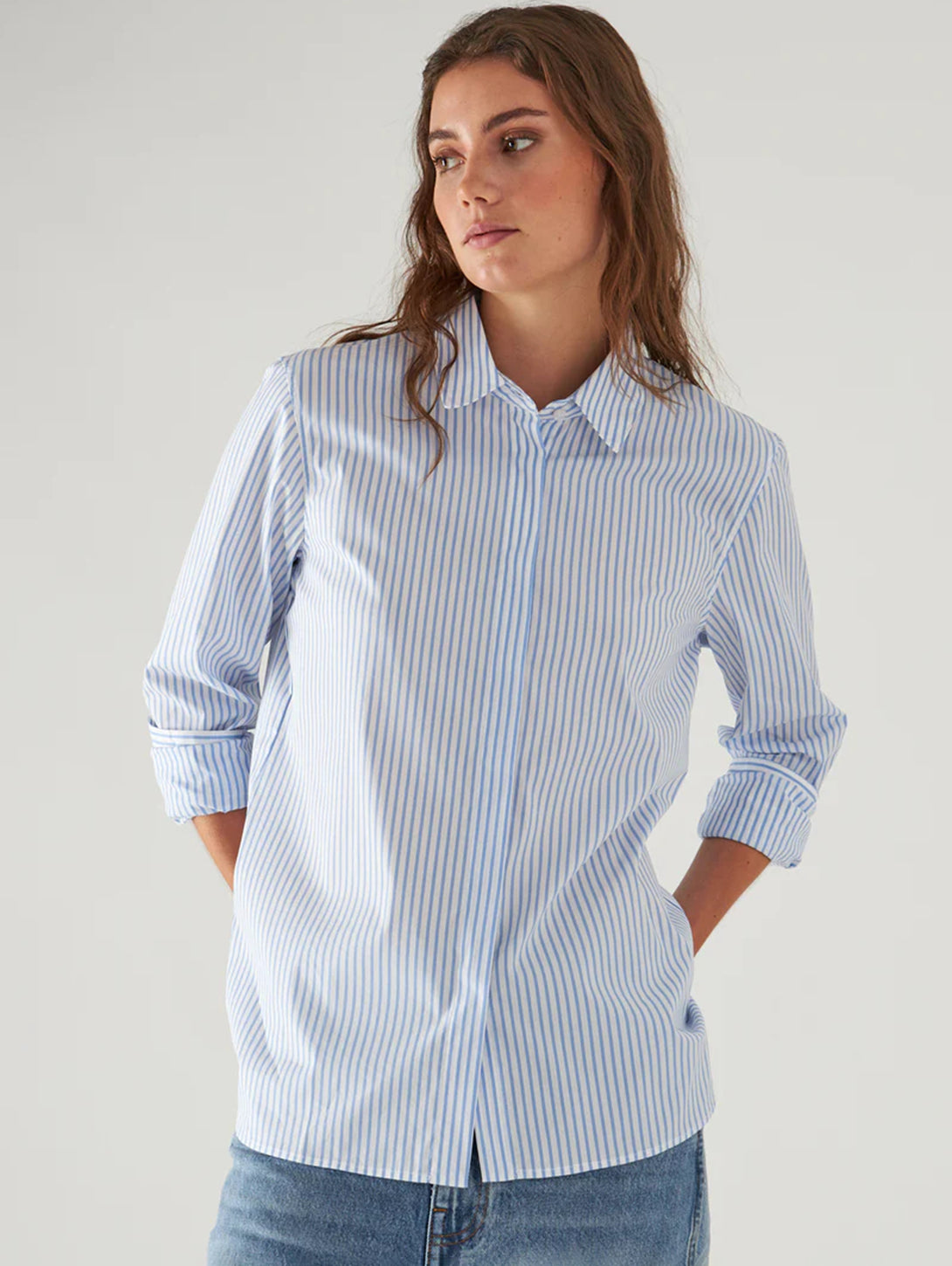 Cotton Stripe Shirt - Pool-Patrick Assaraf-Over the Rainbow