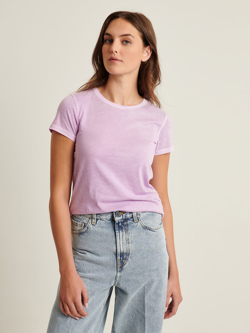 Reverse Spray Pima Tee - Foxglove Purple