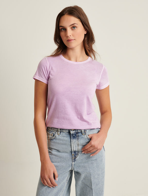 Reverse Spray Pima Tee - Foxglove Purple