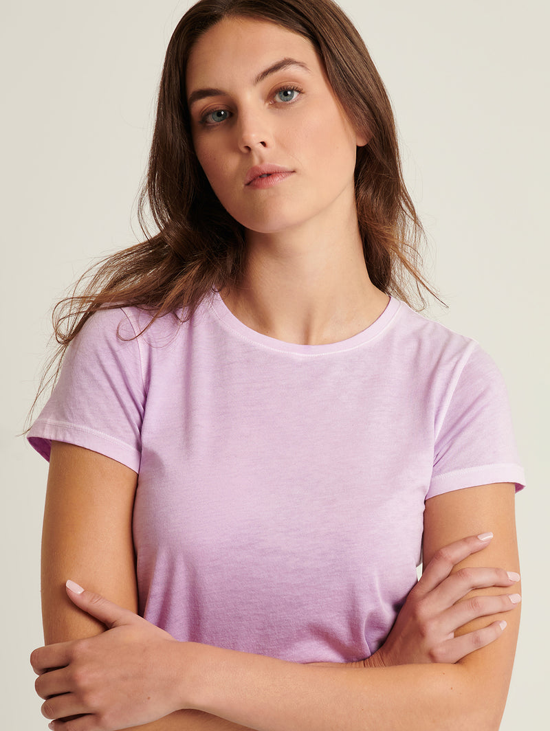 Reverse Spray Pima Tee - Foxglove Purple