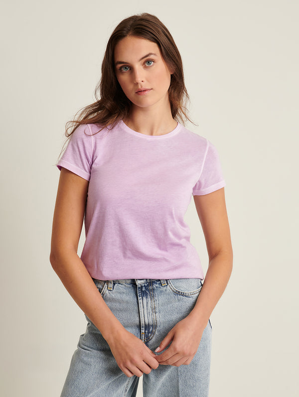 Reverse Spray Pima Tee - Foxglove Purple