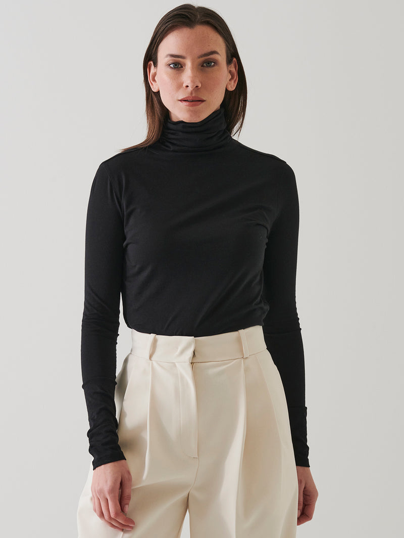 Patrick Assaraf Pima Fitted Turleneck Black L