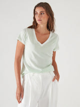 Reverse Spray Pima V Neck Tee - Sage-Patrick Assaraf-Over the Rainbow