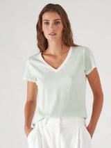 Reverse Spray Pima V Neck Tee - Sage-Patrick Assaraf-Over the Rainbow