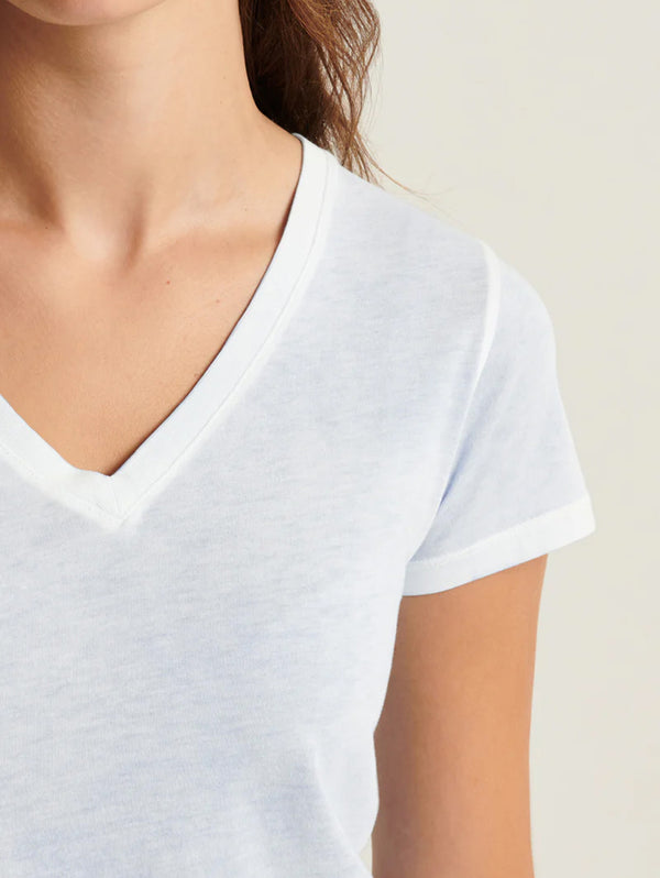 Reverse Spray Pima V Neck Tee - Powder Blue
