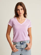 Reverse Spray Pima V Neck Tee - Foxglove Purple