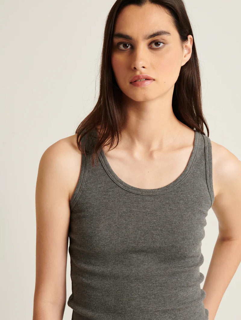 Rib Scoop Tank Top - Anthracite