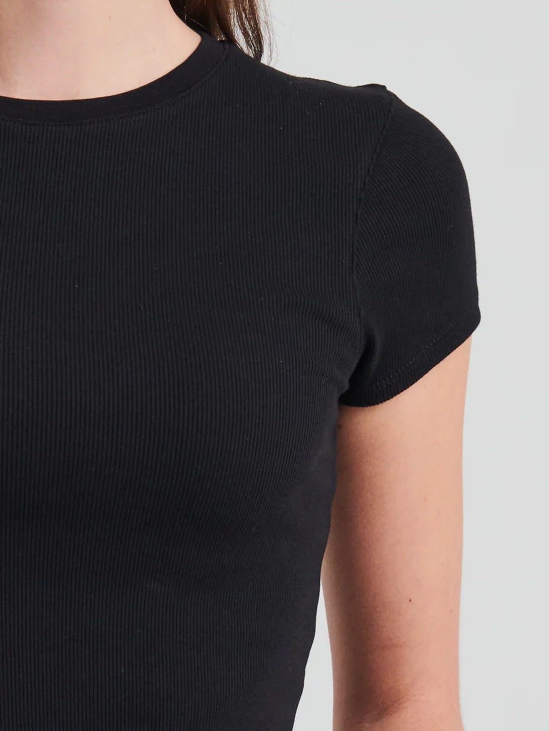 Pima Cotton Ribbed Baby Tee - Black-Patrick Assaraf-Over the Rainbow