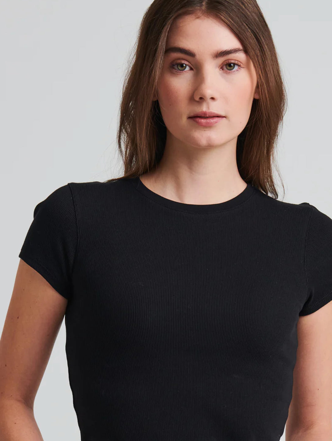 Pima Cotton Ribbed Baby Tee - Black-Patrick Assaraf-Over the Rainbow