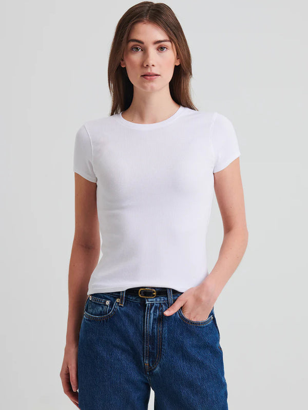 Pima Cotton Ribbed Baby Tee - White-Patrick Assaraf-Over the Rainbow