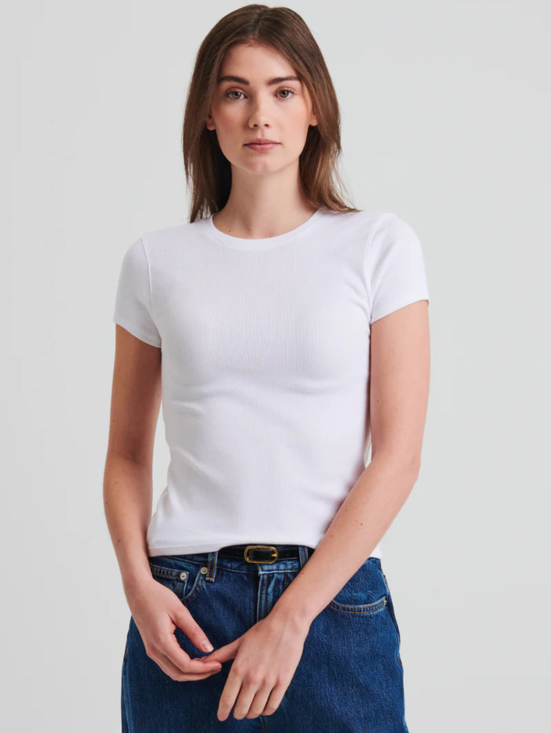 Pima Cotton Ribbed Baby Tee - White-Patrick Assaraf-Over the Rainbow