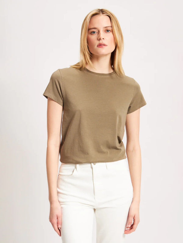 Short Sleeve Crew Slim Tee - Olive-Patrick Assaraf-Over the Rainbow