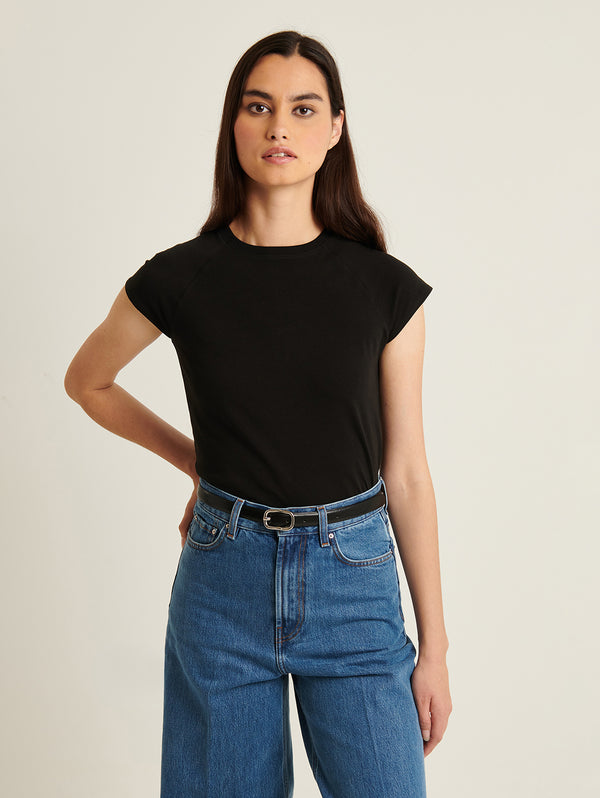 Stretch Raglan Baby Tee - Black