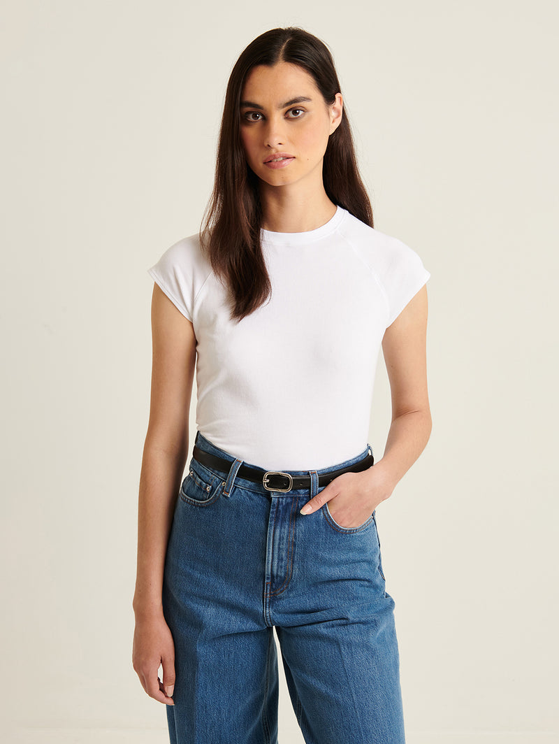 Stretch Raglan Baby Tee - White