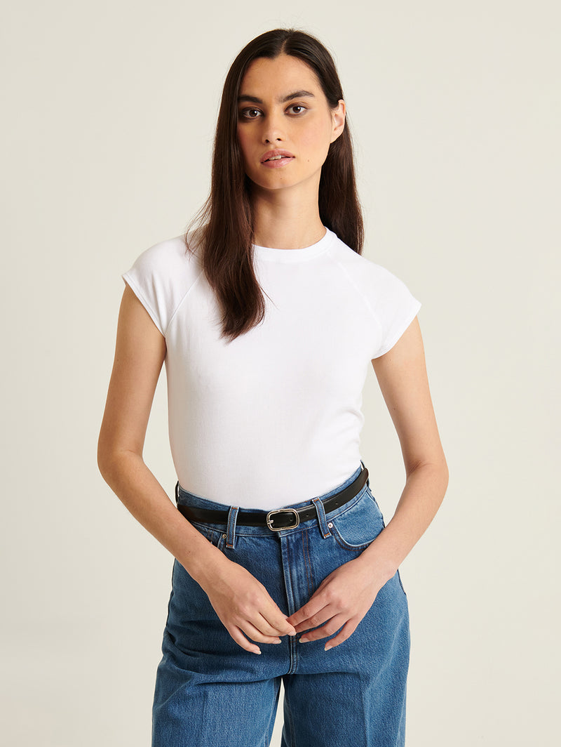 Stretch Raglan Baby Tee - White