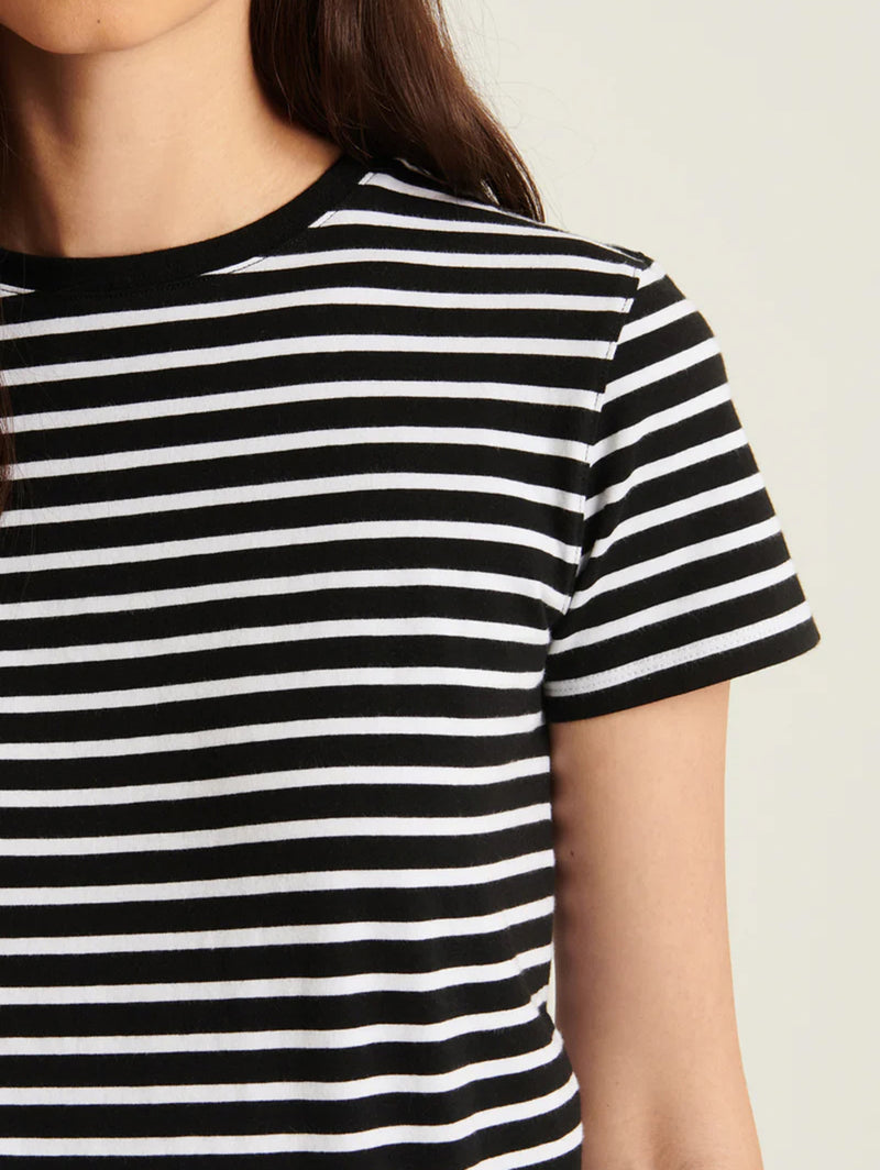 Short Sleeve Iconic Classic Stripe Crew Tee - Black