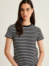 Short Sleeve Iconic Classic Stripe Crew Tee - Black