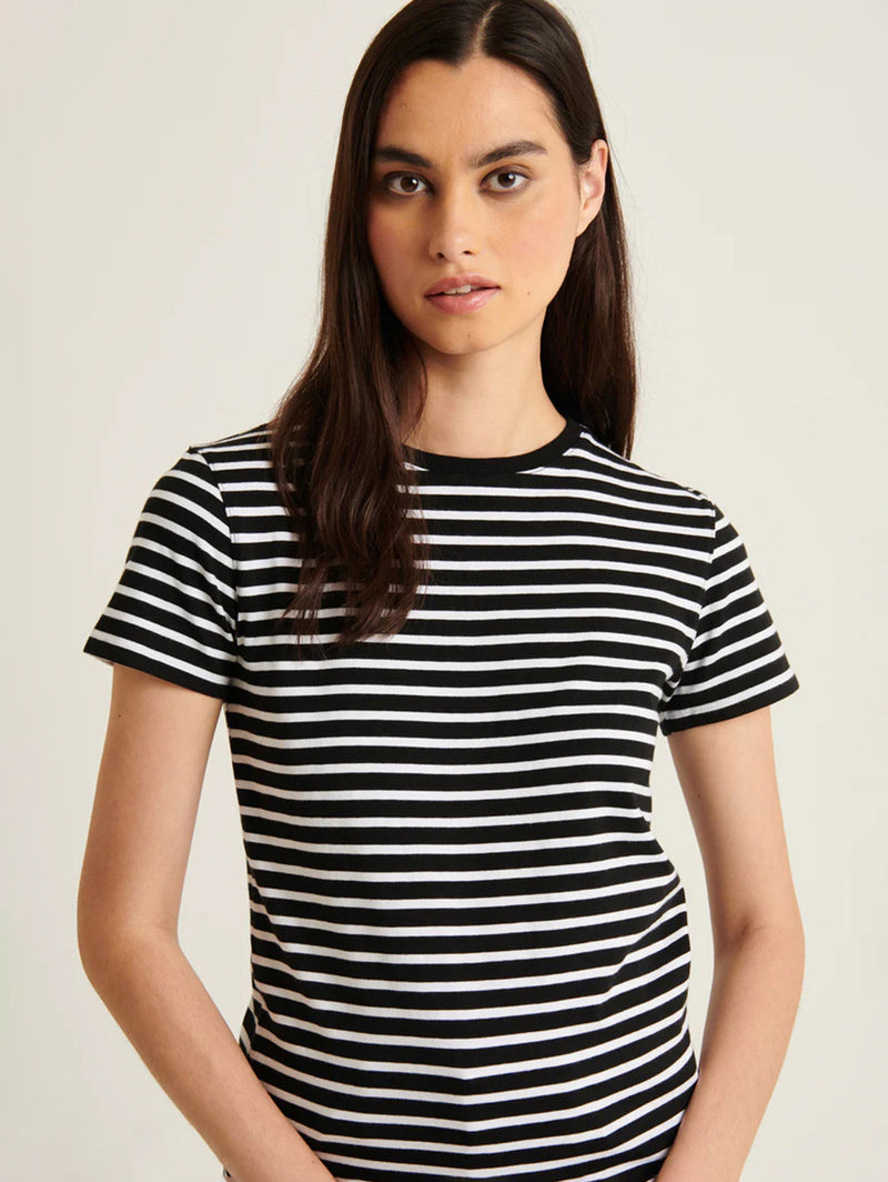 Short Sleeve Iconic Classic Stripe Crew Tee - Black