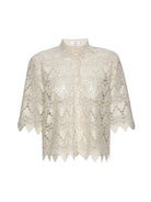 Lace Button Up Shirt - Ecru-FRAME-Over the Rainbow