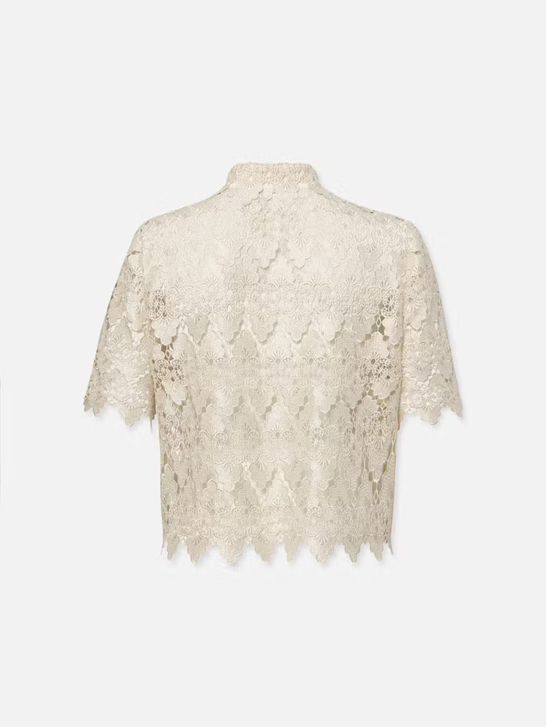 Lace Button Up Shirt - Ecru-FRAME-Over the Rainbow