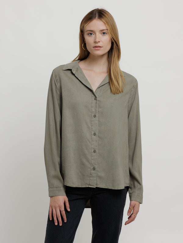 Button Down Shirt - Army-Bella Dahl-Over the Rainbow