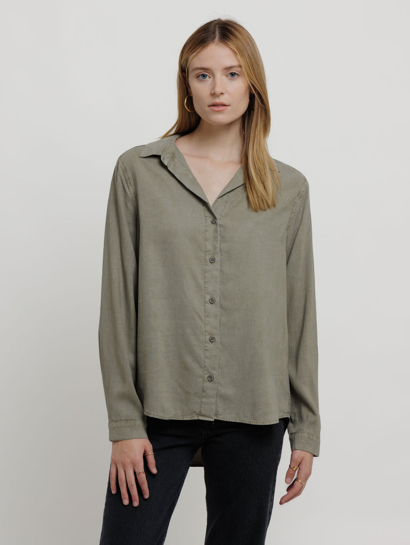 Button Down Shirt - Army-Bella Dahl-Over the Rainbow