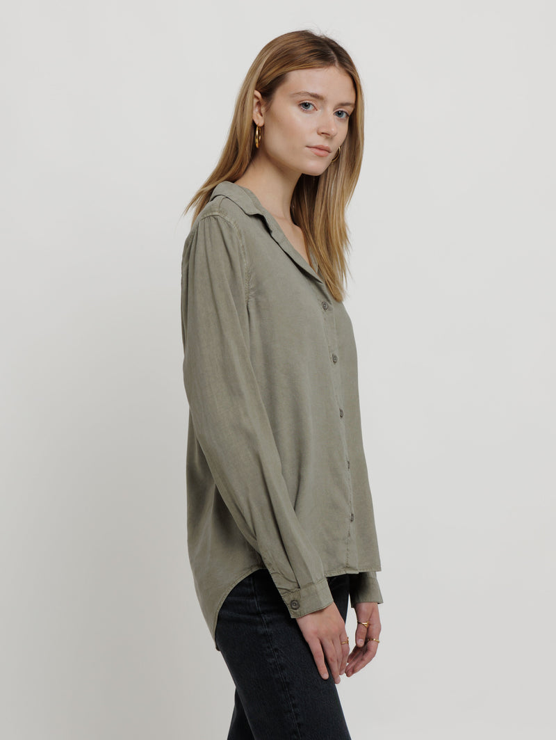 Button Down Shirt - Army-Bella Dahl-Over the Rainbow