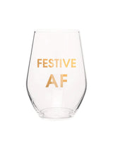 Wine Glass - Festive AF Gold Foil-CHEZ GAGNE LETTERPRESS-Over the Rainbow