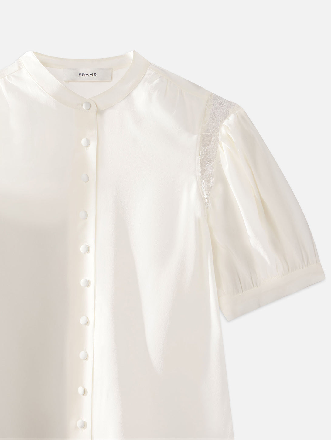 Lace Inset Blouse - Cream-FRAME-Over the Rainbow