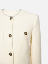 Collarless Button Jacket - Cream-FRAME-Over the Rainbow