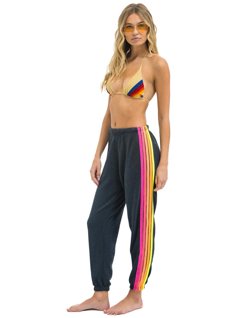 5 Stripe Sweatpant - Charcoal Neon