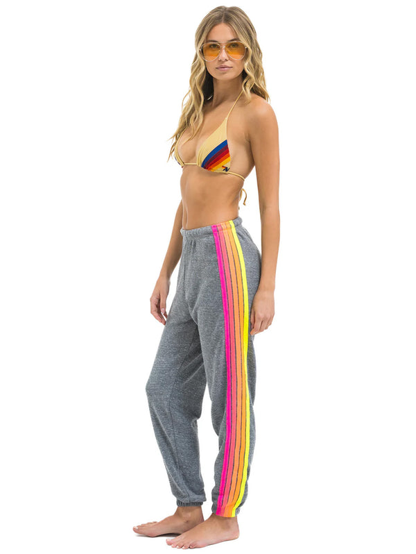 5 Stripe Sweatpant - Heather Grey/Neon