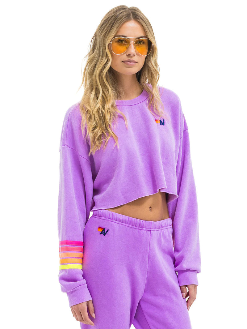 Rugby Crop Sweatshirt - Neon Purple