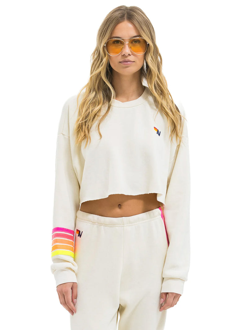 Rugby Crop Sweatshirt - Vintage White