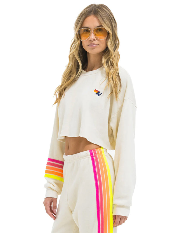 Rugby Crop Sweatshirt - Vintage White