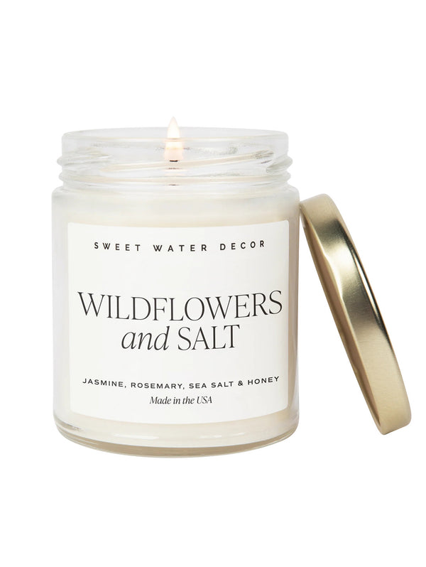 Wildflowers & Salt Soy Candle - Clear Jar 9oz-SWEET WATER DECOR-Over the Rainbow