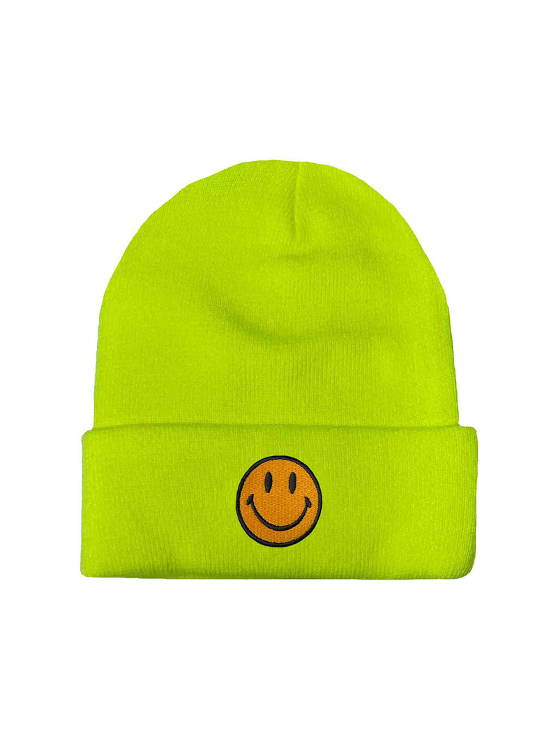 Smiley 2 Rib Cuff Beanie - Neon Yellow-AVIATOR NATION-Over the Rainbow