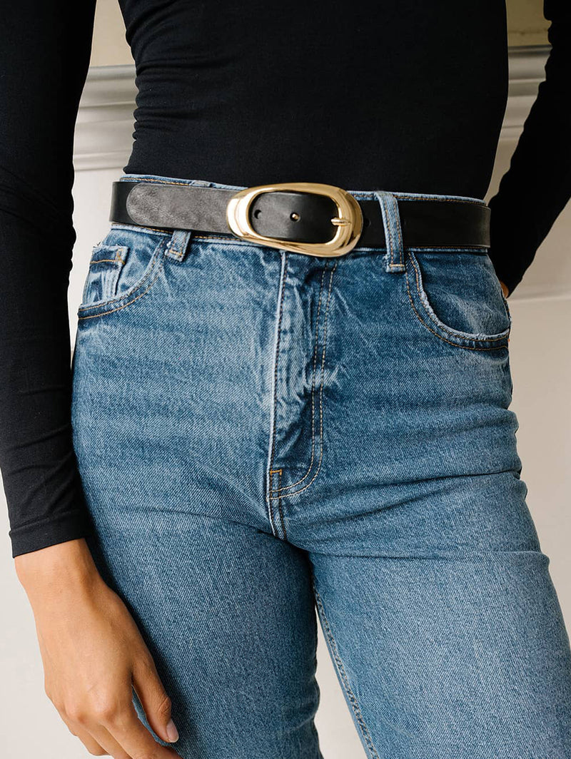 Zya Pebbled Belt - Smooth Black