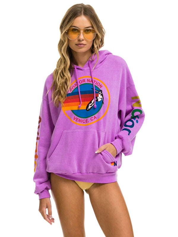Aviator Nation Logo Pullover Hoodie - Neon Purple-AVIATOR NATION-Over the Rainbow