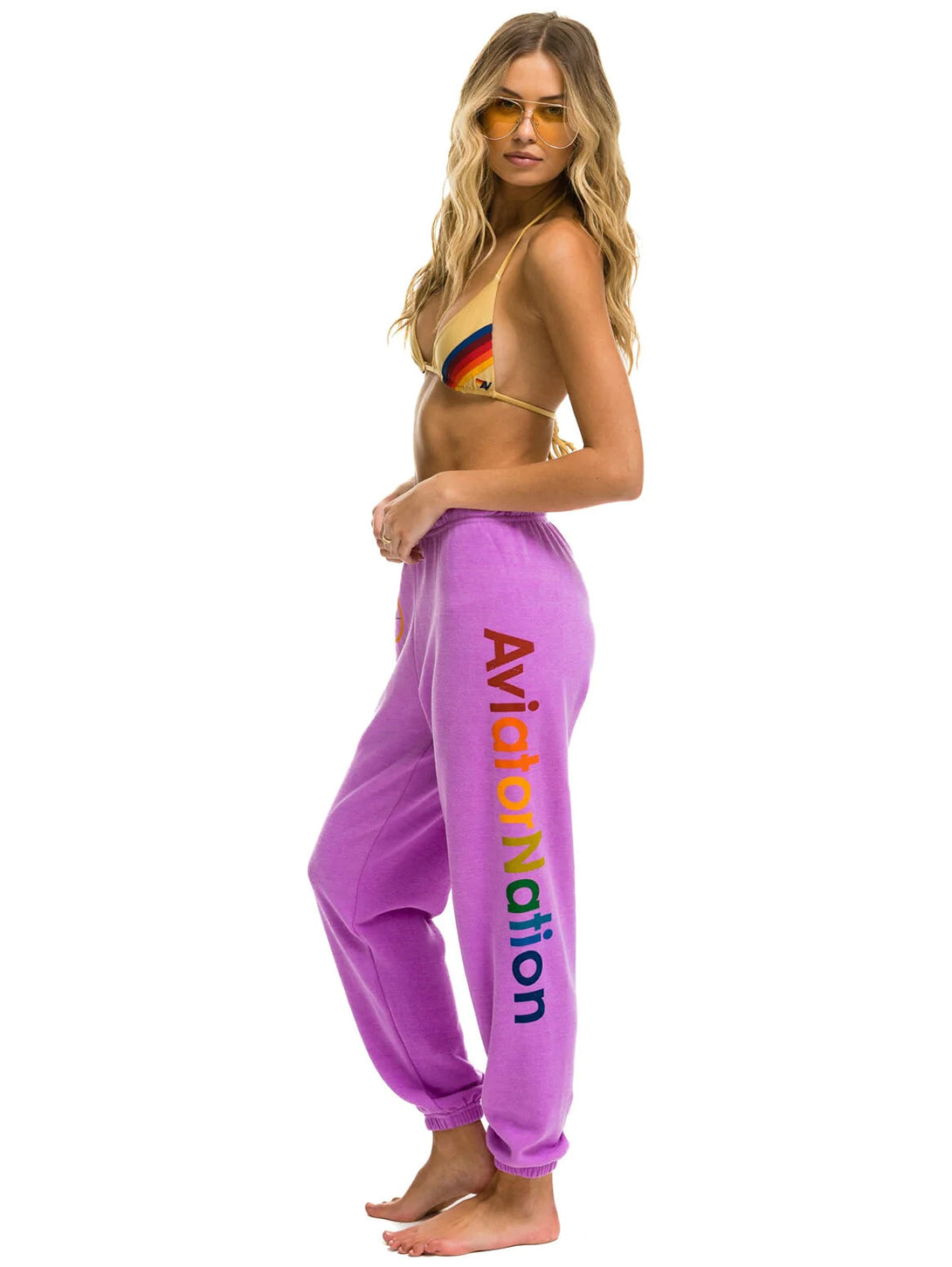 Logo Sweatpant - Neon Purple-AVIATOR NATION-Over the Rainbow