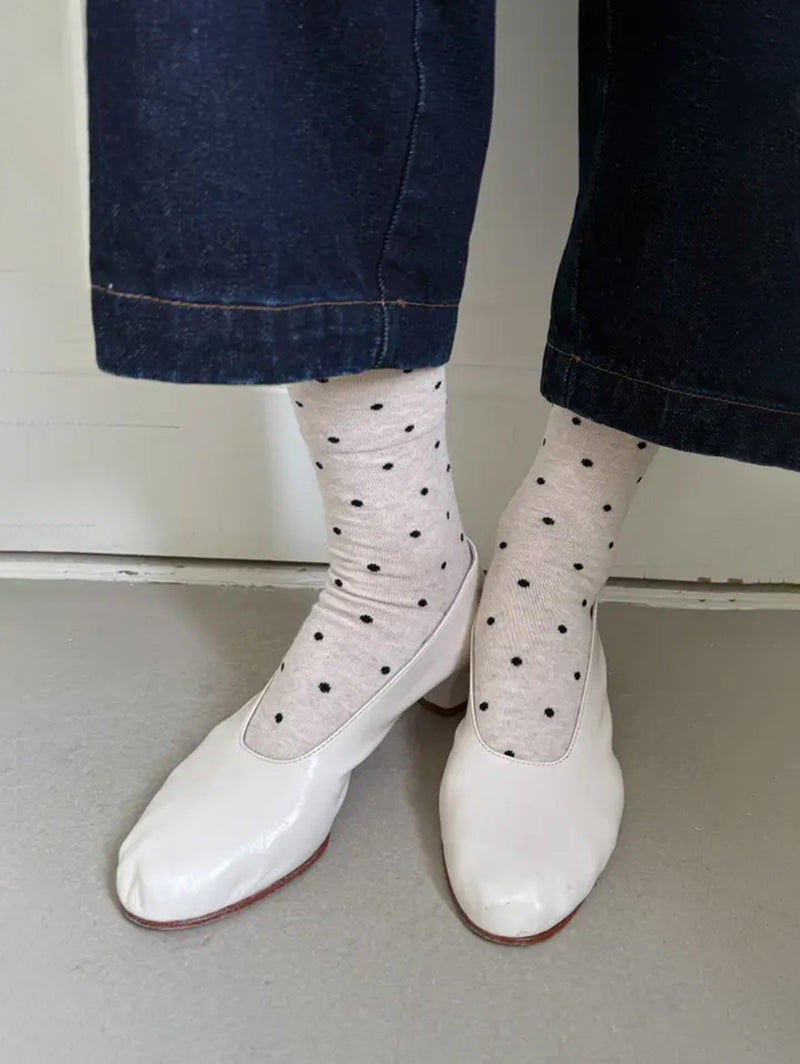 Sneaker Socks - Oatmeal Polka Dot