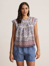 Selene Print Top - Cream Floral-Velvet-Over the Rainbow