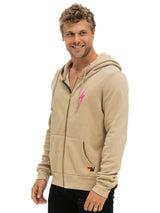 Bolt Zip Hoodie - Sand/Neon Pink-AVIATOR NATION-Over the Rainbow