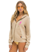 Bolt Zip Hoodie - Sand/Neon Pink-AVIATOR NATION-Over the Rainbow