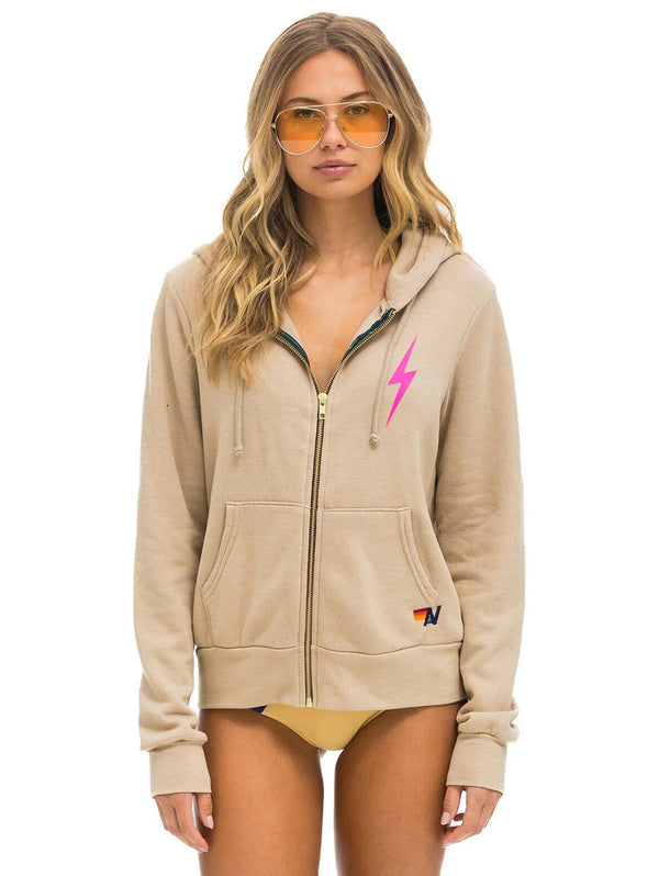 Bolt Zip Hoodie - Sand/Neon Pink-AVIATOR NATION-Over the Rainbow