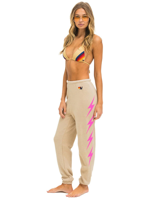 Bolt Sweatpant - Sand/Neon Pink-AVIATOR NATION-Over the Rainbow