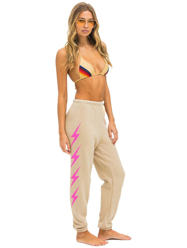 Bolt Sweatpant - Sand/Neon Pink-AVIATOR NATION-Over the Rainbow