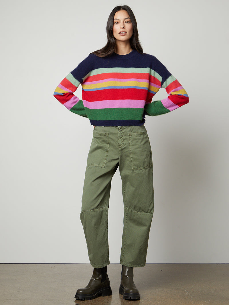 Kacey Stripe Sweater-Velvet-Over the Rainbow